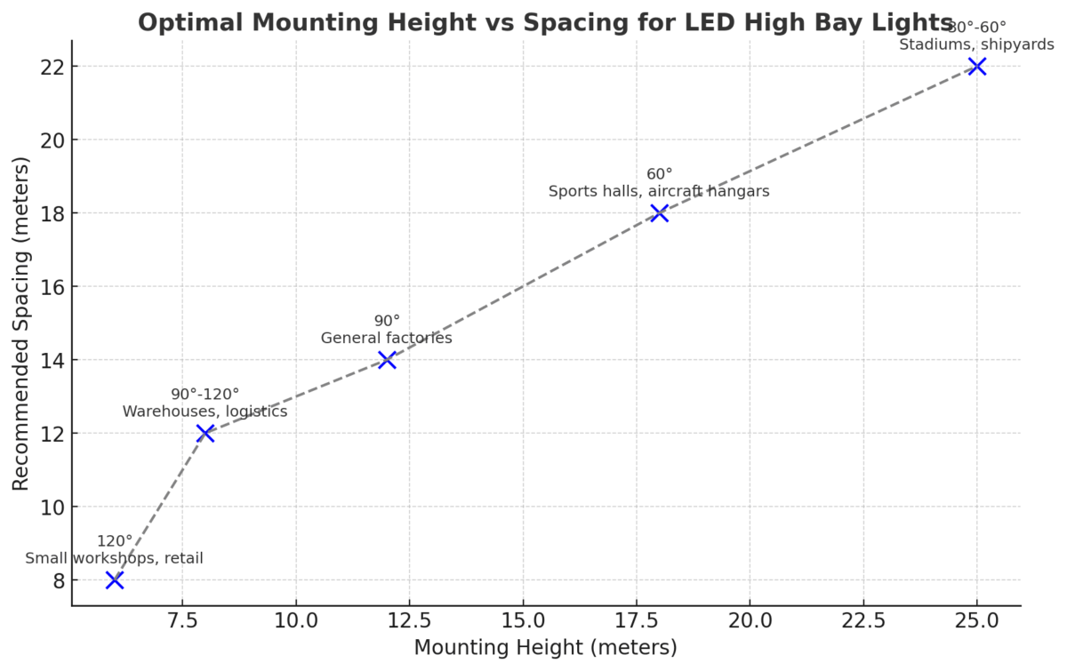 Hight Math Light Optimal Mounting Height and Spacing for LED High Bay Lights