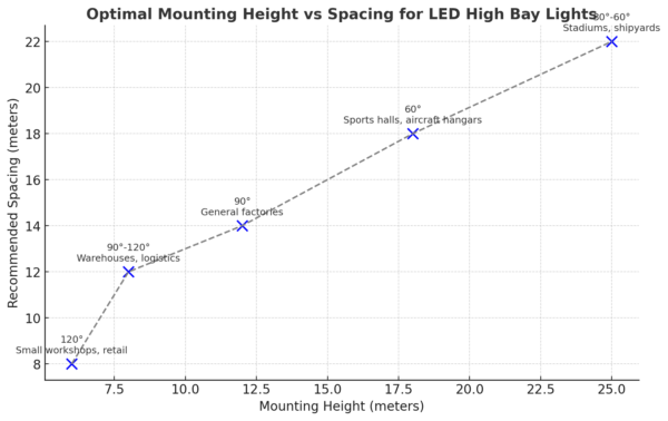 Optimal Mounting Height and Spacing for LED High Bay Lights